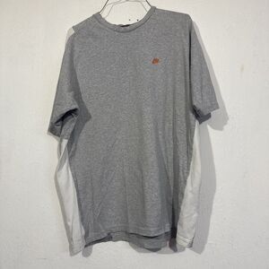 Men's Large Nike Sportswear Heavy T-Shirt 56323 Gray, Orange Logo, White Strip